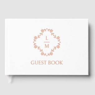 French Floral Couple Monogram Wedding  Guest Book