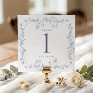 French Floral Dusty Blue Wedding Table Numbers