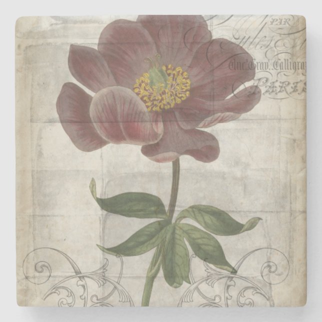 French Floral I Stone Coaster (Front)