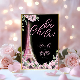 French Floral Oh la la Bridal Shower Pedestal Sign