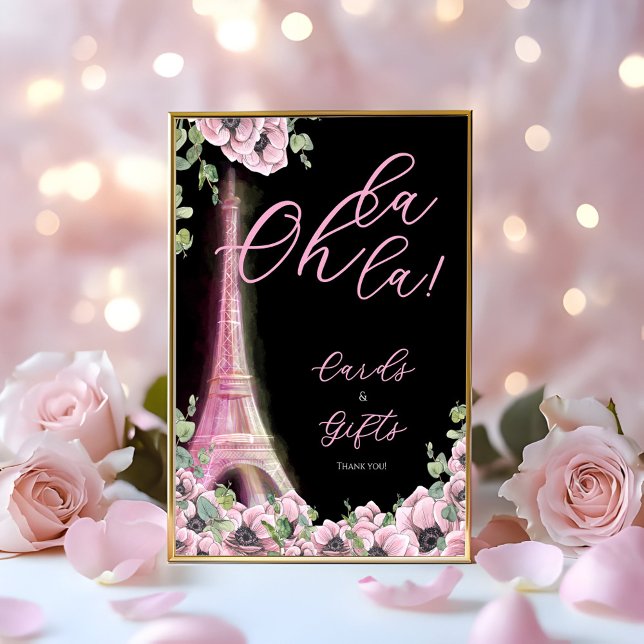 French Floral Oh la la Bridal Shower Pedestal Sign (Creator Uploaded)