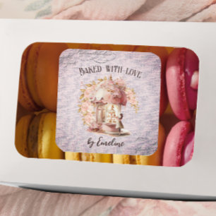 French Floral Paris Cafe Handmade Baked Goods Square Sticker