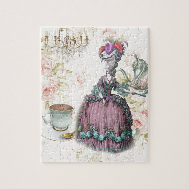 French floral Paris Tea Party Marie Antoinette Jigsaw Puzzle (Vertical)