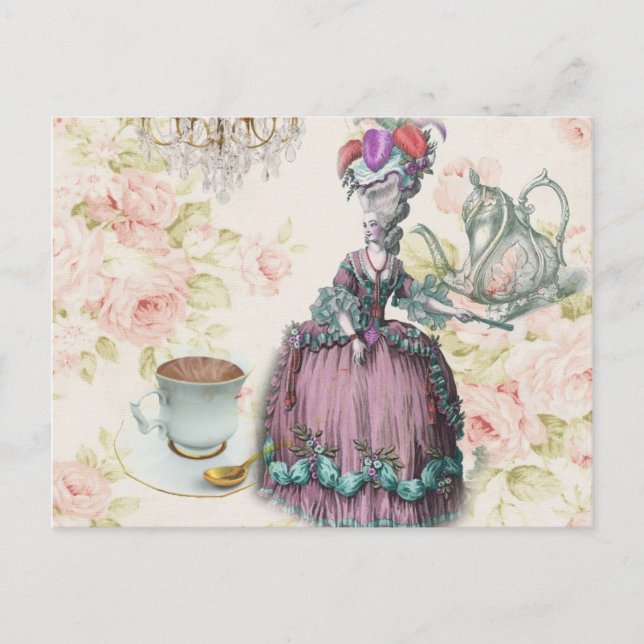 French floral Paris Tea Party Marie Antoinette Postcard (Front)