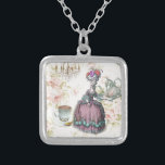 French floral Paris Tea Party Marie Antoinette Silver Plated Necklace<br><div class="desc">French floral Paris Tea Party Marie Antoinette gifts. Vintage Tea Party favours. french queen fashion accessories.Marie Antoinette fashion accessories. Paris birthday gifts. Paris bridal shower tea party. Paris Christmas gifts.</div>