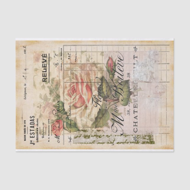 French Floral Receipt Tissue Paper (Front)