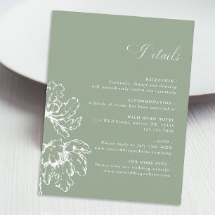 French Floral Sage Green Wedding Details  Enclosure Card
