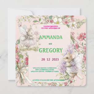 French Floral Toile Blue Invitation