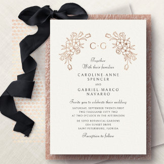 French Floral Tulips Monogram Wedding