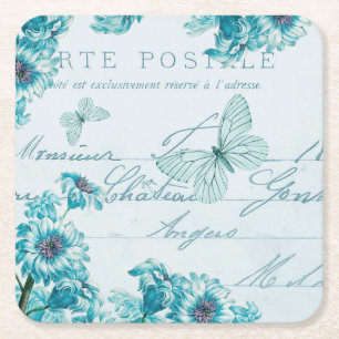 French floral vintage coaster w/ butterflies