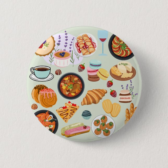 French Food 6 Cm Round Badge (Front)
