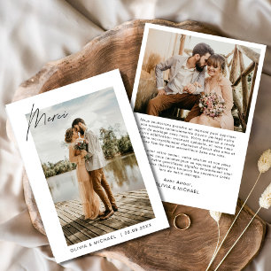 French Français Wedding Thank You Photo Minimalist Invitation