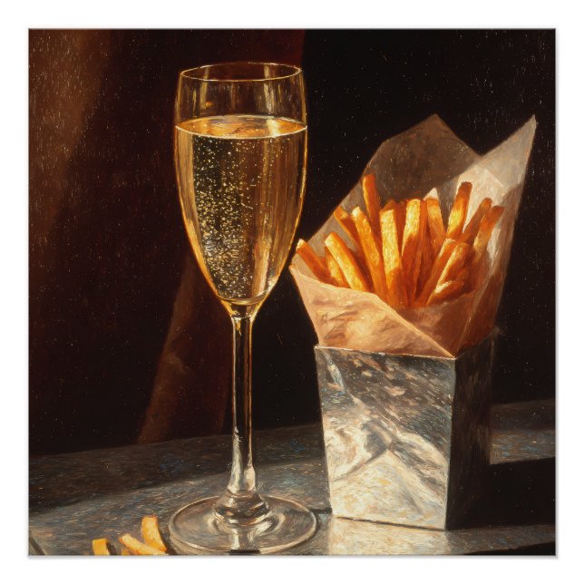 French fries and champagne poster (Front)