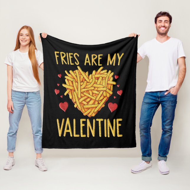 French Fries Are My Valentine Fleece Blanket (In Situ)