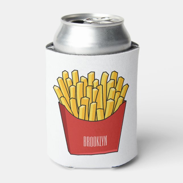 French fries cartoon illustration can cooler (Can Front)