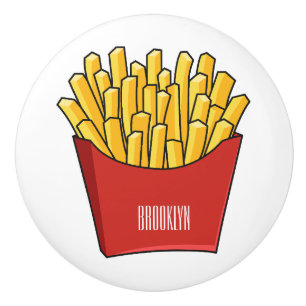 French fries cartoon illustration ceramic knob