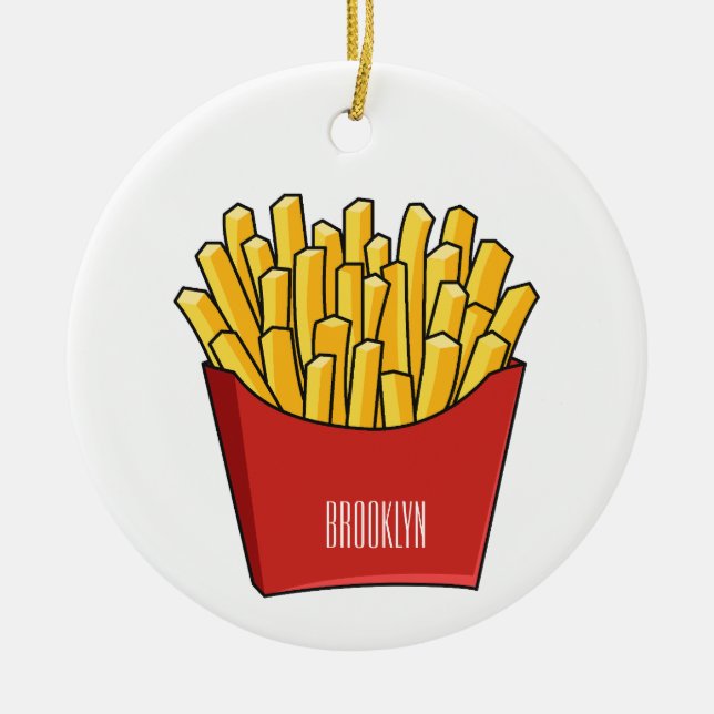 French fries cartoon illustration ceramic tree decoration (Front)