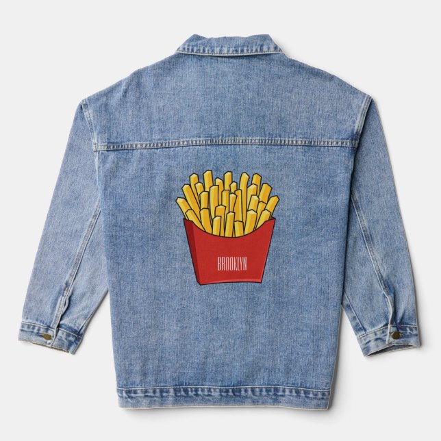 French fries cartoon illustration denim jacket (Back)