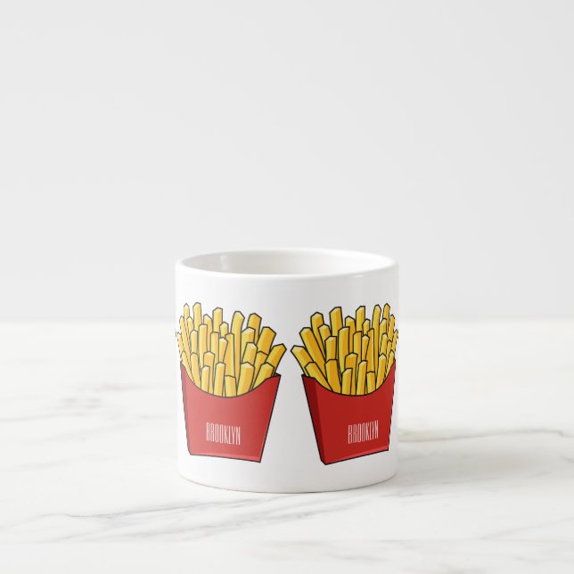 French fries cartoon illustration espresso cup (Front)