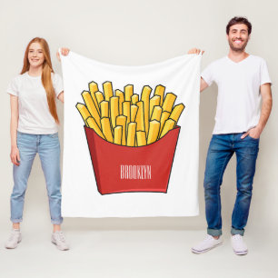French fries cartoon illustration fleece blanket