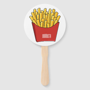 French fries cartoon illustration hand fan