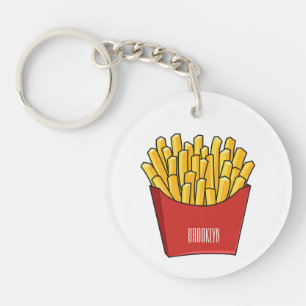 French fries cartoon illustration key ring