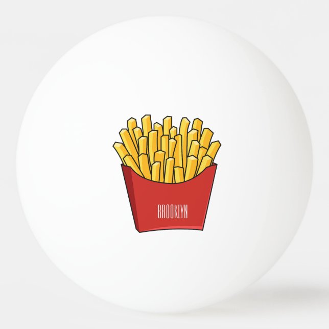 French fries cartoon illustration ping pong ball (Front)