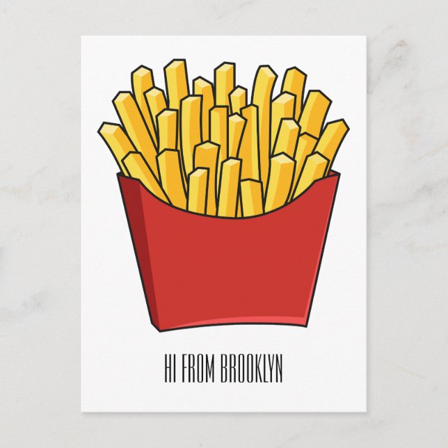 French fries cartoon illustration postcard (Front)