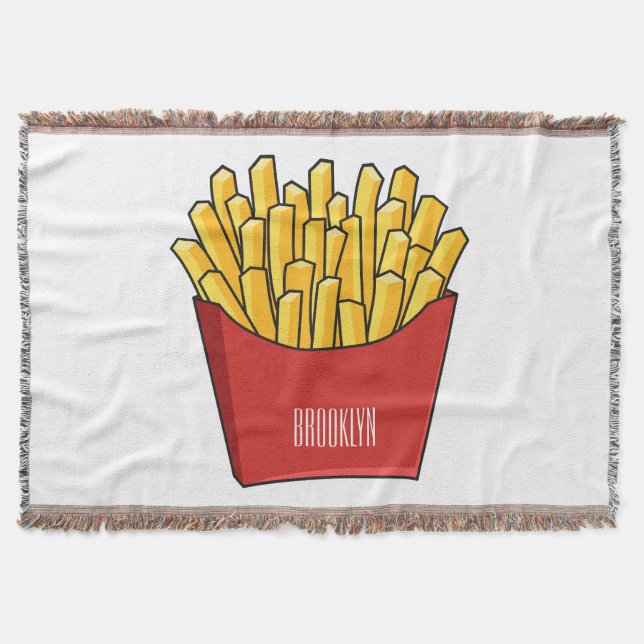 French fries cartoon illustration throw blanket (Front)