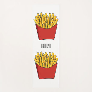 French fries cartoon illustration yoga mat