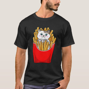 French Fries Cute Kitty Cat Funny  T-Shirt