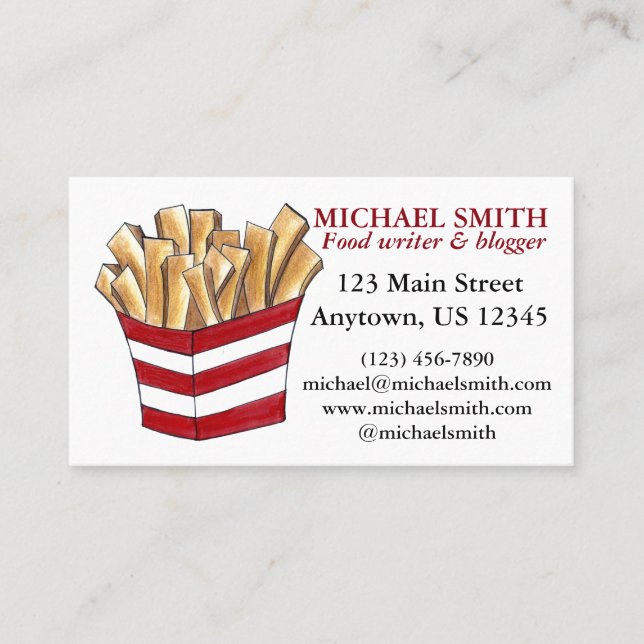 French Fries Fast Food Foodie Fry Restaurant Bar Business Card (Front)
