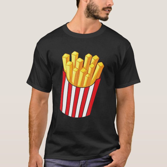 French Fries French Fries  Fast Food Fry Red White T-Shirt (Front)