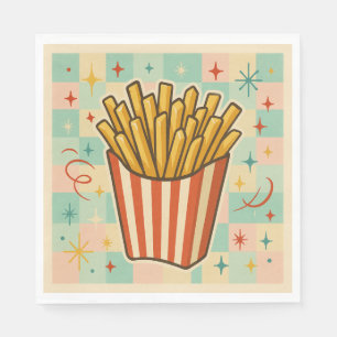 French Fries in a fun Retro 1950s art Napkin