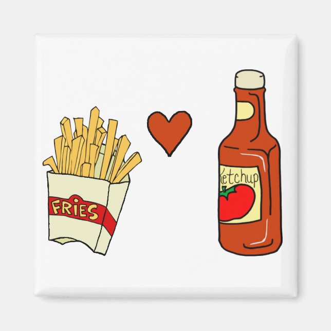 French Fries Love Ketchup Magnet (Front)