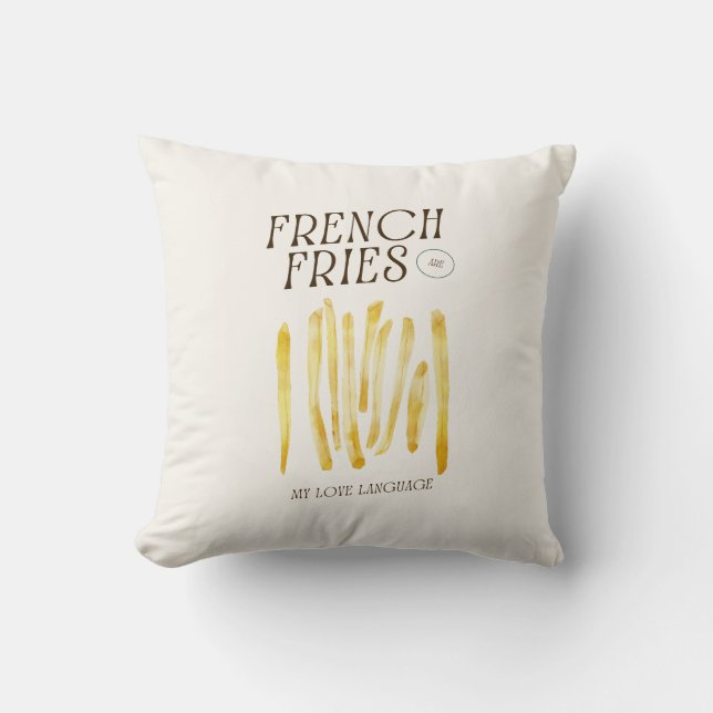 French Fries Lover Funny Throw Pillow (Front)