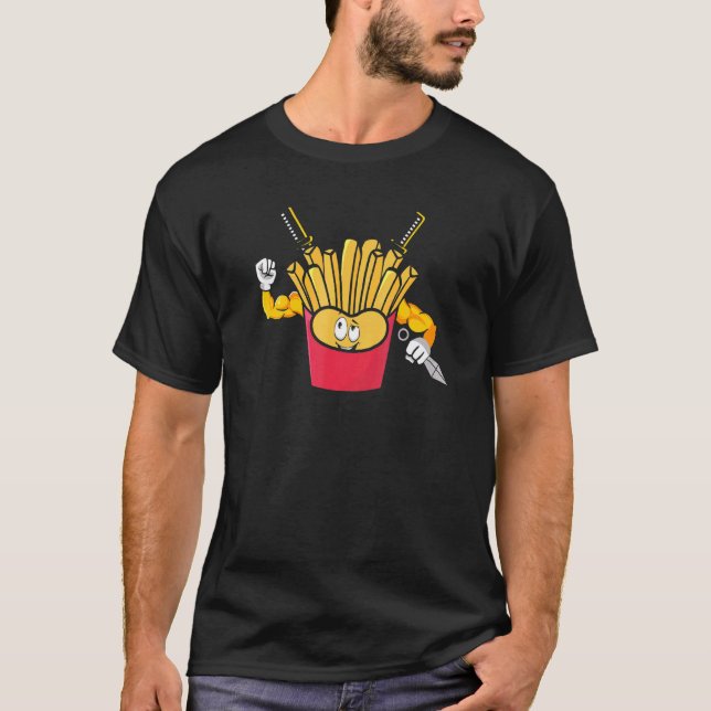 French Fries Ninja Fryer Warrior Assassin Potato T-Shirt (Front)