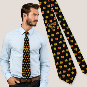 French Fries Pattern Neck Tie
