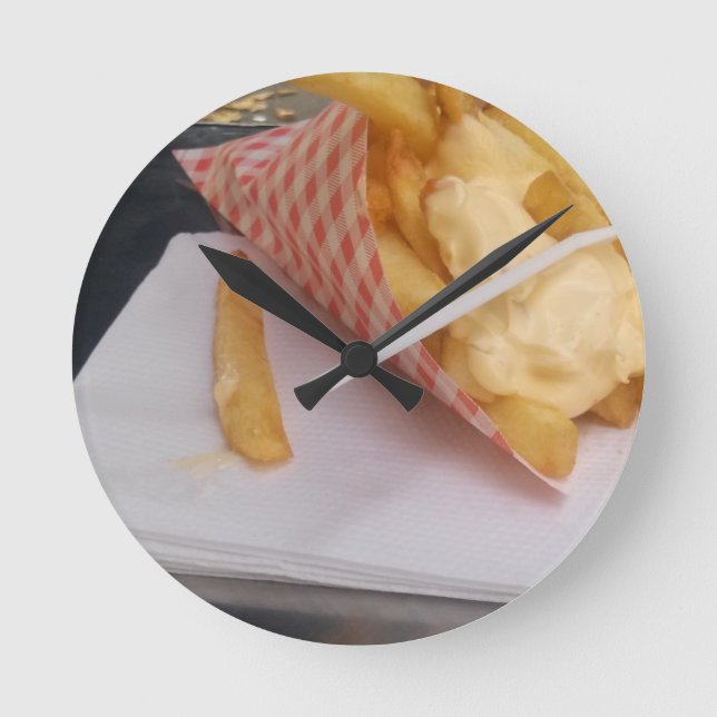 French Fries with mayonnaise Round Clock (Front)
