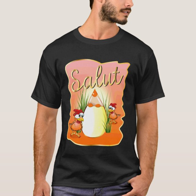 French Funny Chicken Eggs School T-Shirt (Front)