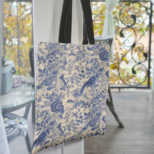 French Garden Delight Toile de Jouy Tote Bag