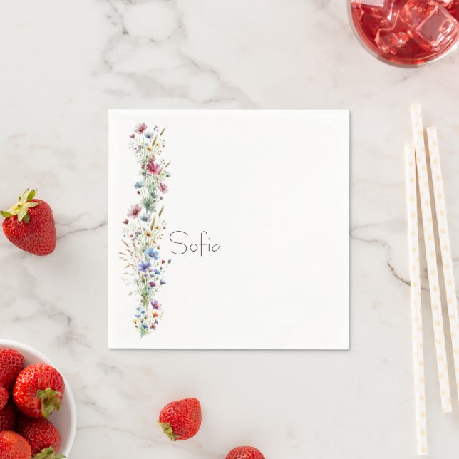 French Garden Party flower name Napkin (Insitu)