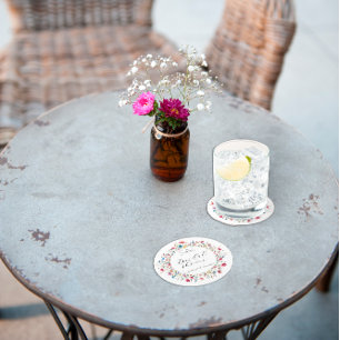 French Garden Party flower Round Paper Coaster