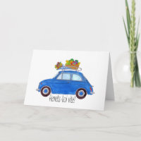 French Get well Blue Retro Fiat 500
