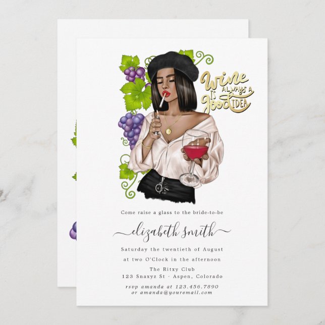 French Girl Wine Tasting Bridal Shower Invitation (Front/Back)
