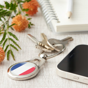 French glossy flag key ring