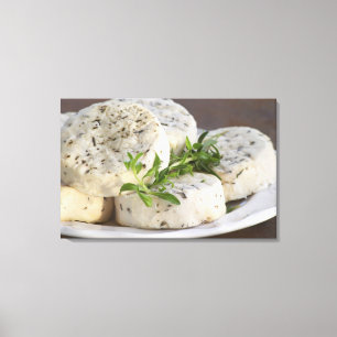French goat cheese - chevre - with herbs on a canvas print