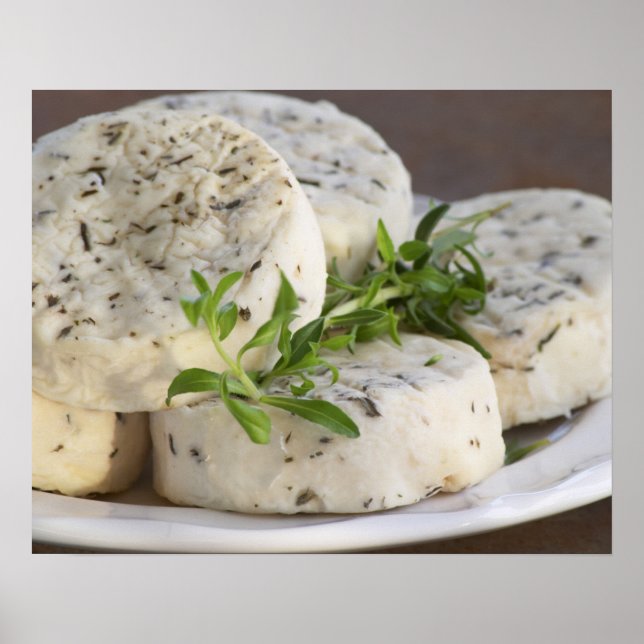 French goat cheese - chevre - with herbs on a poster (Front)