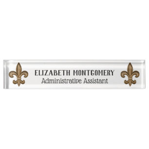 French Gold Fleur de Lis Nameplate