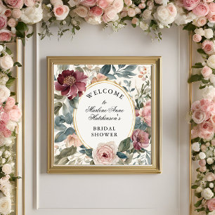 French Gold Floral Elegant Bridal Shower Tea  Poster